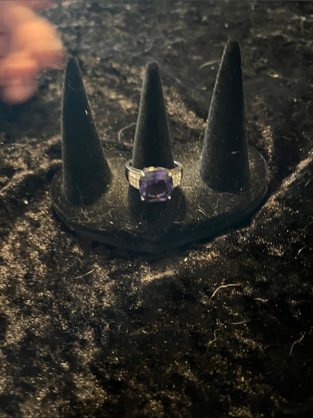 Sterling Silver Ring with Cushion-Cut Purple Stone